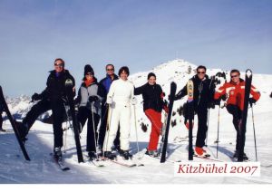 John (far left) learnt how to ski in 2007