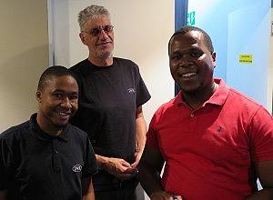 Former TUT student, Setshaba Moumakwe, a technician at DWR, with Hardus Koekemoer & Wandile Mogodo.