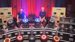 Ruan Nel and Brendan Kaizer from Stage Effects take delivery of 24 Robin 600 LEDWash fixtures.