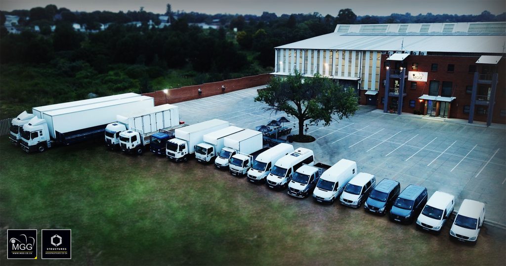 Robe MGG vehicle Fleet outside their warehouse