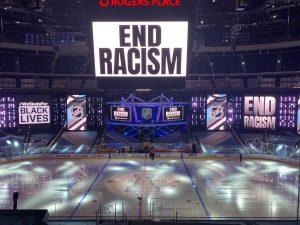 Robe NHL Return to Play End Racism photo by Steven Dalton